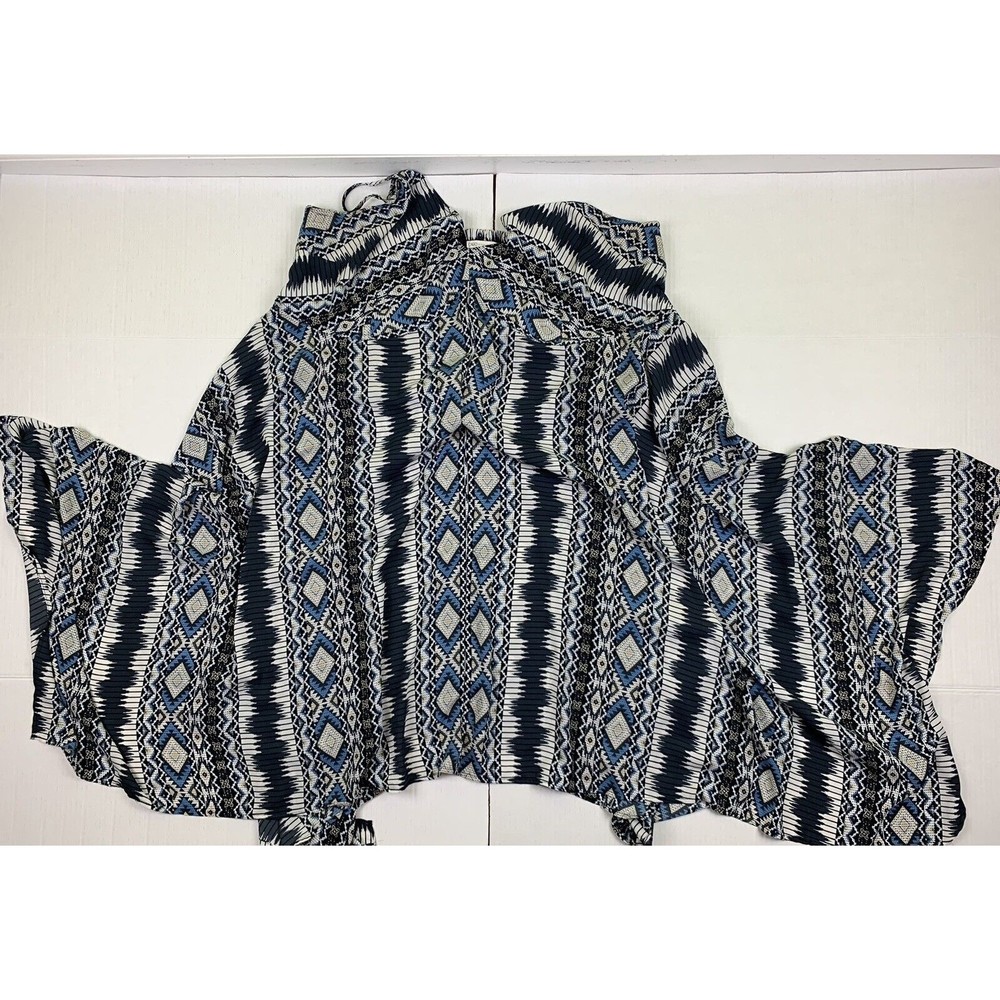 CATO Dress Sz 22/24W asymmetrical hem Spaghetti Straps Gray White Blue - Picture 4 of 9